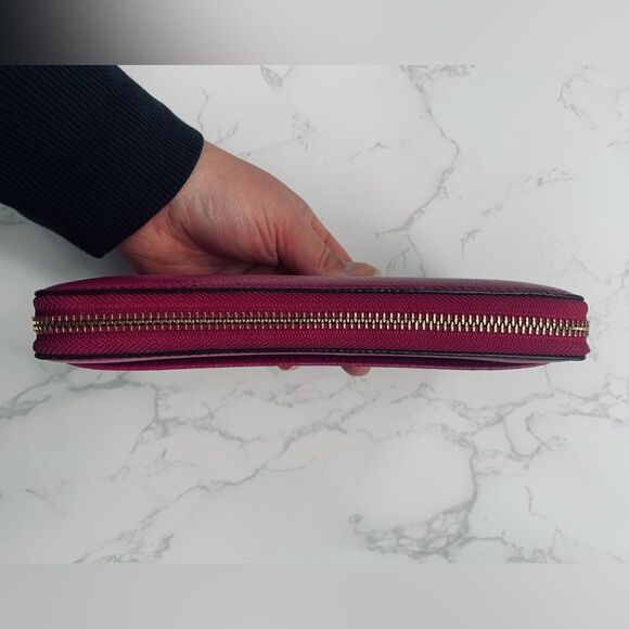 Diane Von Furstenberg Dark Pink Zip Around Wallet - Picture 5 of 13